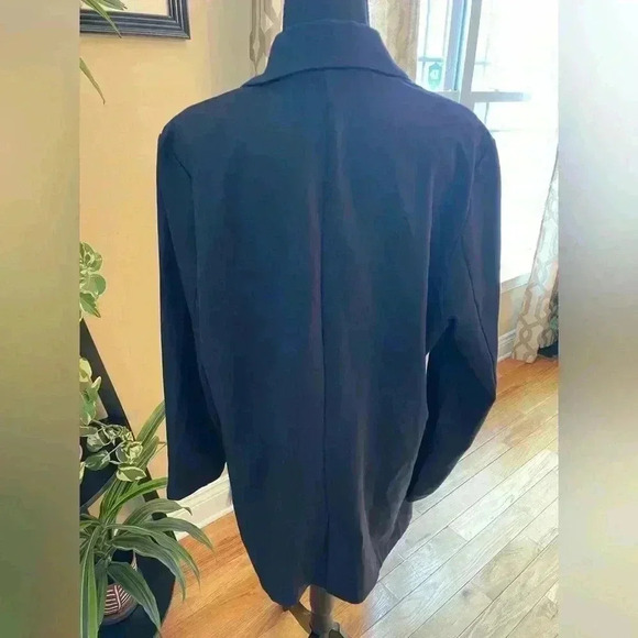 Garnet Hill Navy Blue Wool Blend Stretch Knit Blazer Jacket Women’s Size 14 - Picture 3 of 12